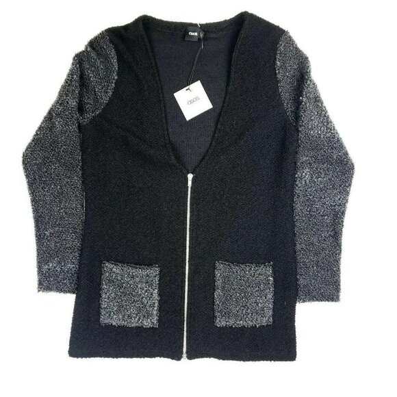 ASOS Black Gray Colorblock Full Zip Cardigan 8 - Picture 1 of 6